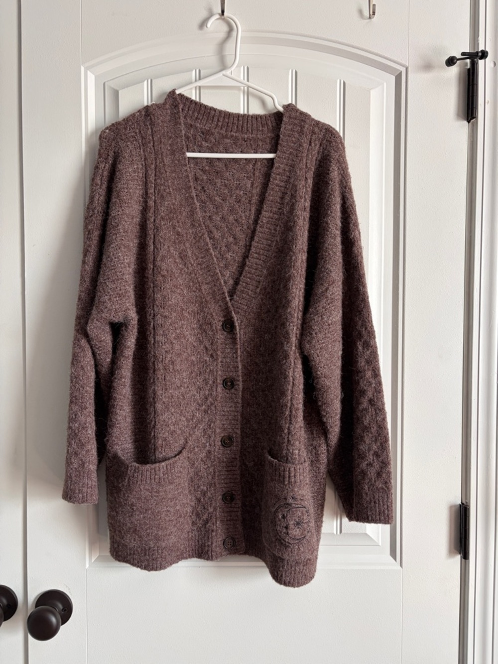 Cozy Women's Brown Button-Up Cardigan Sweater